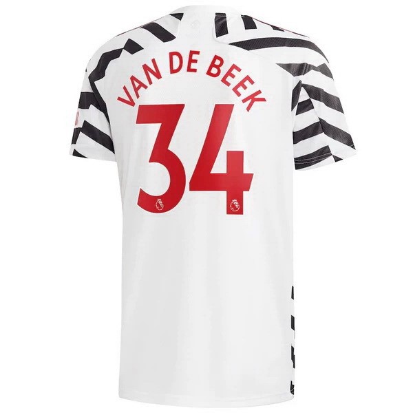 Camiseta Manchester United NO.34 Van De Beek Replica Tercera Ropa 2020/21 Blanco